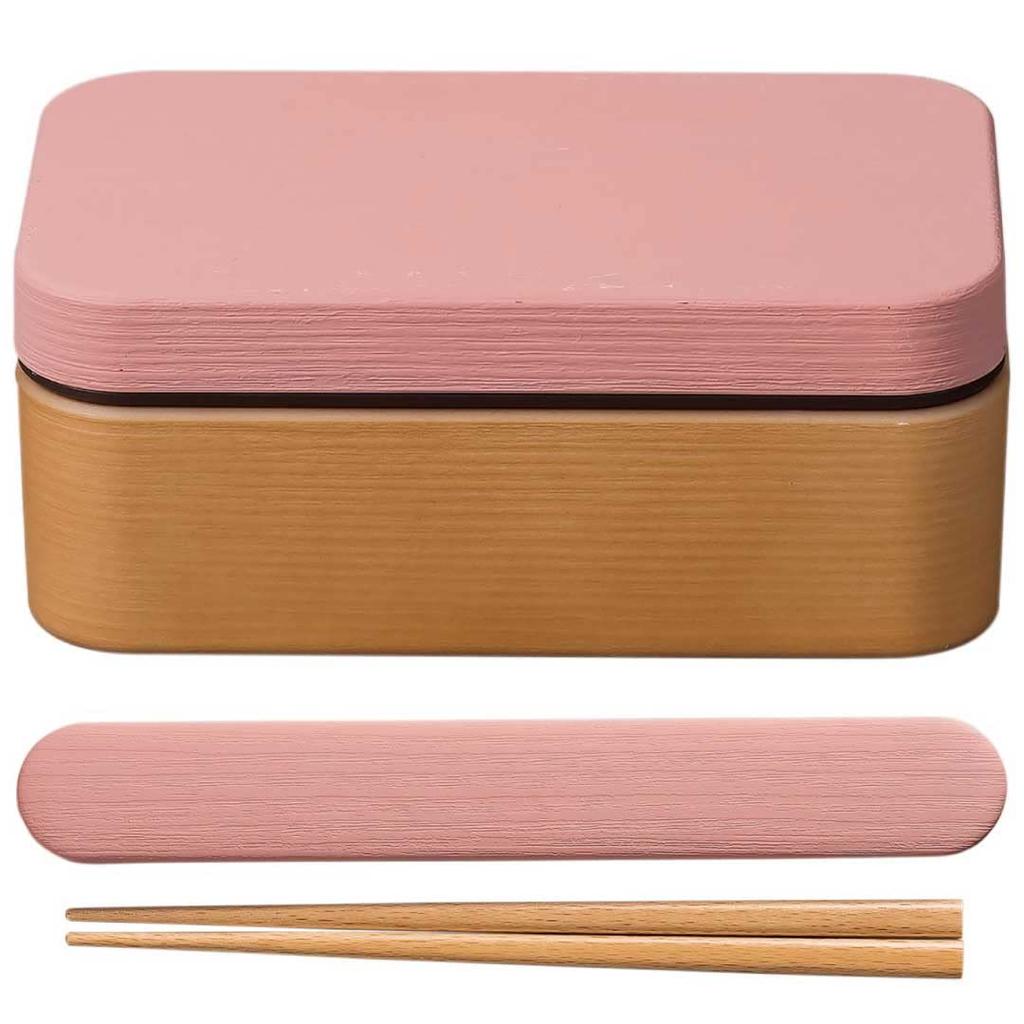 Showa Bento Rice Wood Rectangular Bento Chopsticks and Chopstick Case Clean Microwave and Dishwasher For Men and Made In 4979536S Box, Doesn't Stick,
