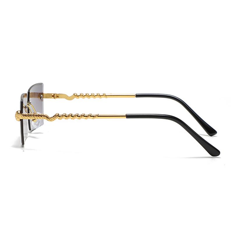 Stylish Retro High End Designer Style Travel Friendly No Rim Alloy Metal Square Shaped Male Female Sun Glasses