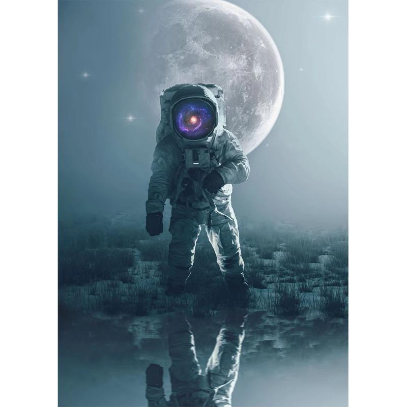 Modern Astronaut and Moon Landscape Canvas Painting Art Posters and Prints Wall Art Pictures for Living Room Home Decor Gift