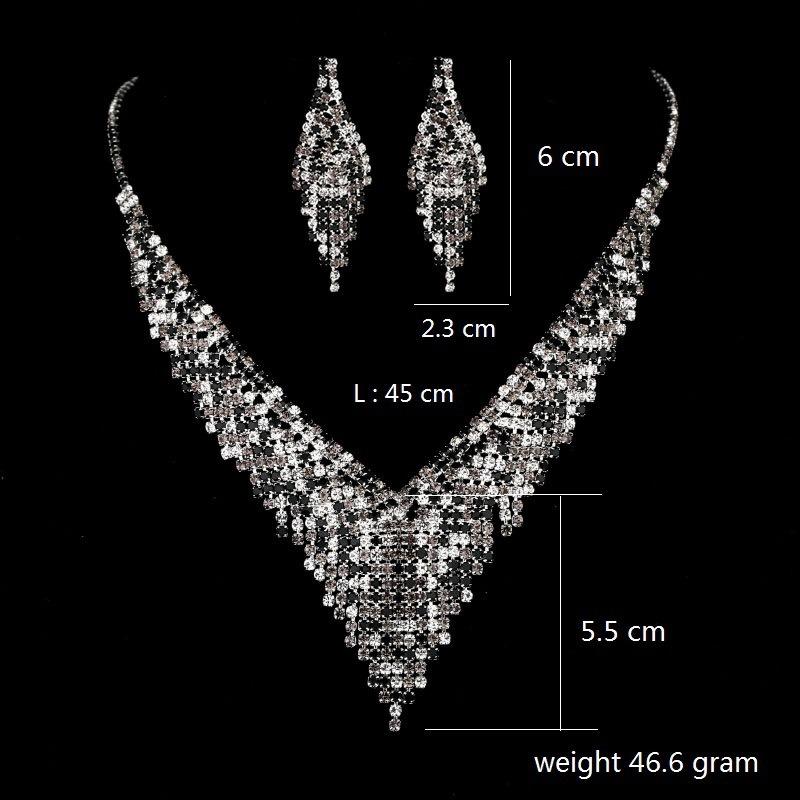 BLINGBAY Damen-Schmuckset, süßes Hochzeits-Braut-Accessoires, Kupfer-Strasssteine, wunderschönes elegantes Halsketten-Ohrring-Set, modernes Damen-Schmuckgeschenk