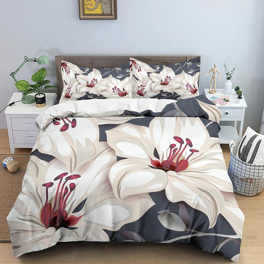 Leaves Duvet Cover Set 3D Flower Printed Bedding Set Comforter Cover With Pillowcase Single Twin King Queen Bedclothes