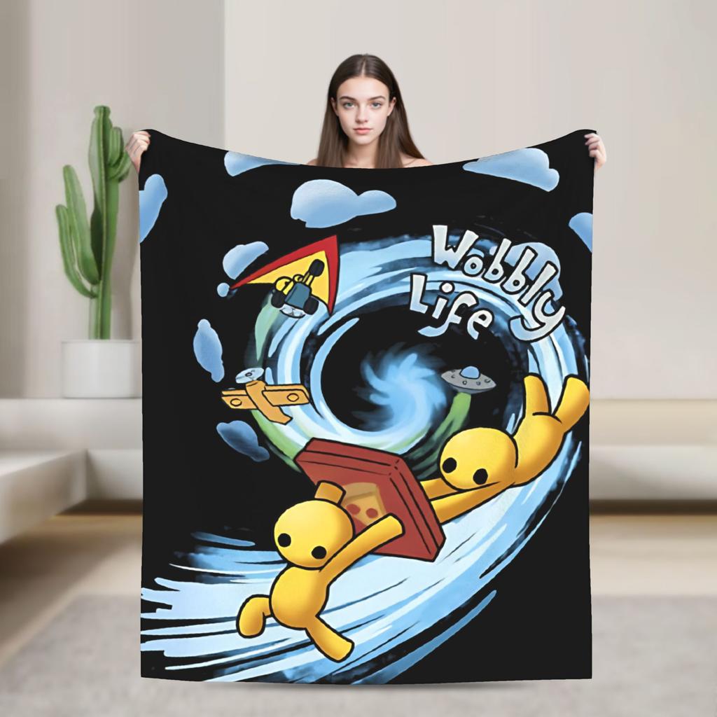 Wobbly Life Sandbox Game Blanket Quality Soft Warm  Throw Blanket Winter Camping Outdoor Fluffy Bedspread