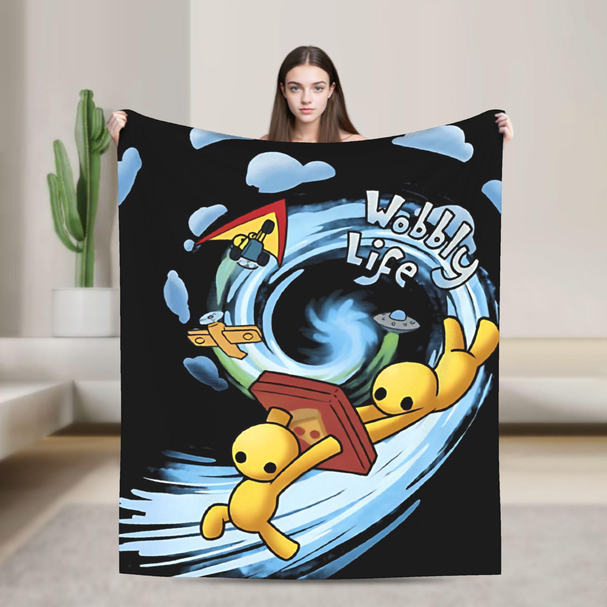 Wobbly Life Sandbox Game Flannel Blanket  Warm Throw Blanket for Bedroom Travel Graphic Bedspread Sofa Bed Cover 30x40in