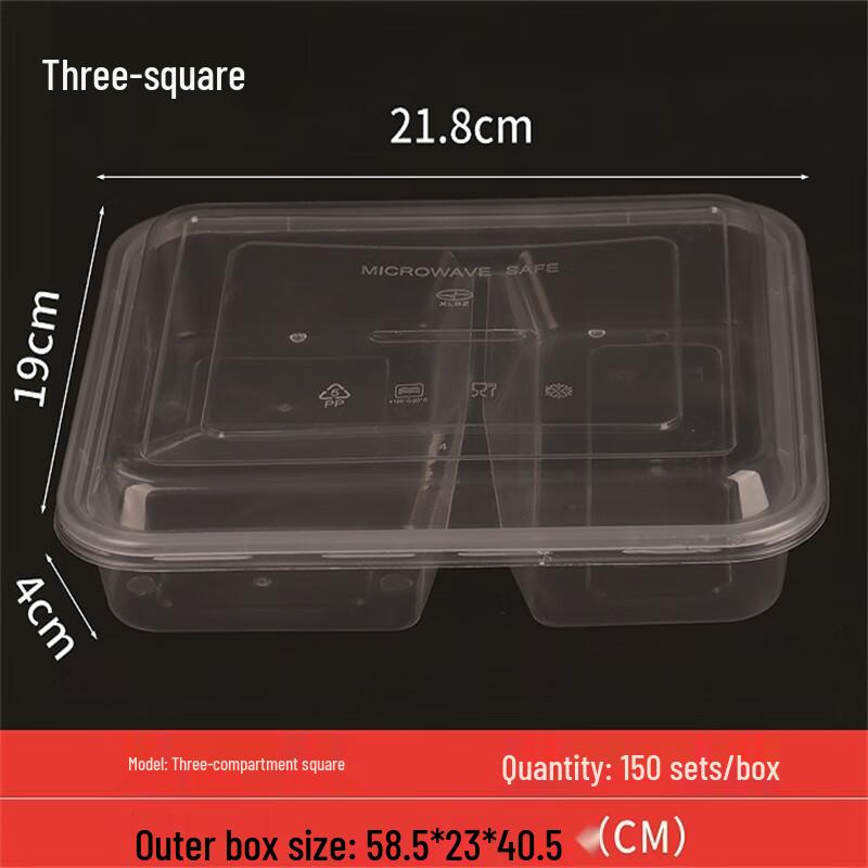 Disposable 3-Compartment Meal Prep Containers