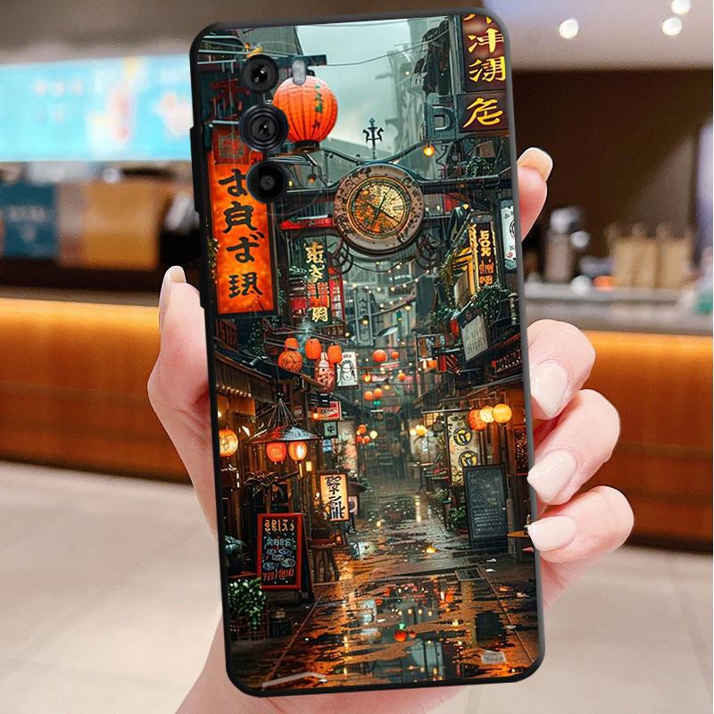 Japan Anime Street View Landscape Phone Case For Motorola Edge 60 50 40 Pro 60 50 40 30 Ultra Neo Fusion Moto G Play G Stylus G