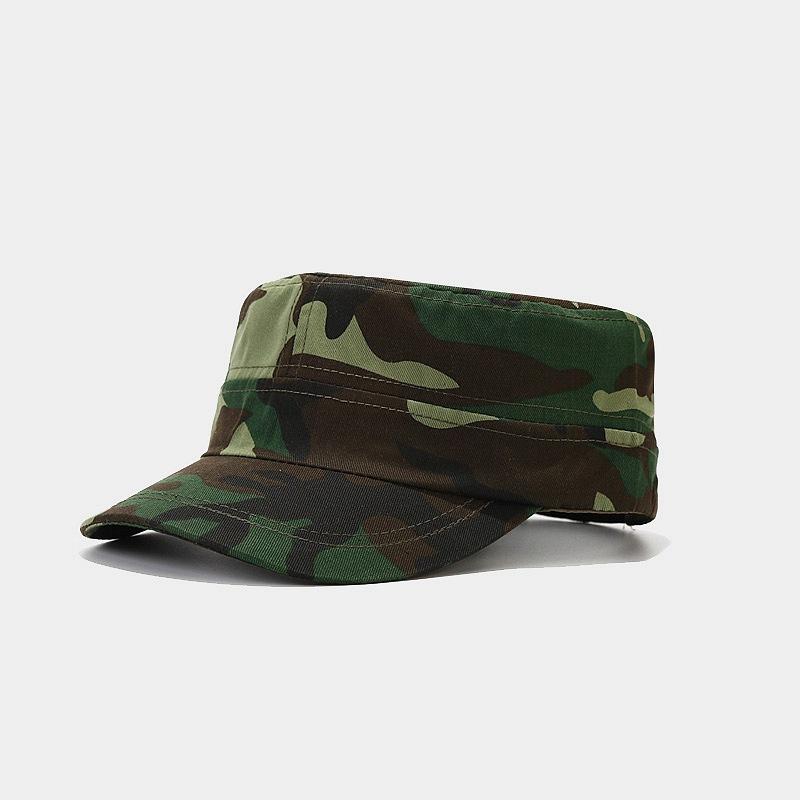 Camouflage Flat Top Military Cap For Outdoor Sun Protection, Spring Summer Forest Hiking Fishing Sun Hat