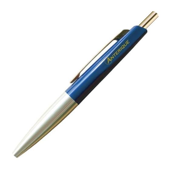 Anterique Oil-Based Ballpoint Pen, 0.5mm, Mini Size, Navy Blue, BP20-NB, Machined Brass Lower Barrel, 10cm Total Length