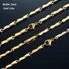 Width 3mm Stainless Steel Rolo Bamboo Chain High Quality Gold/Silver Necklace Men Women Choker Jewelry Accessories