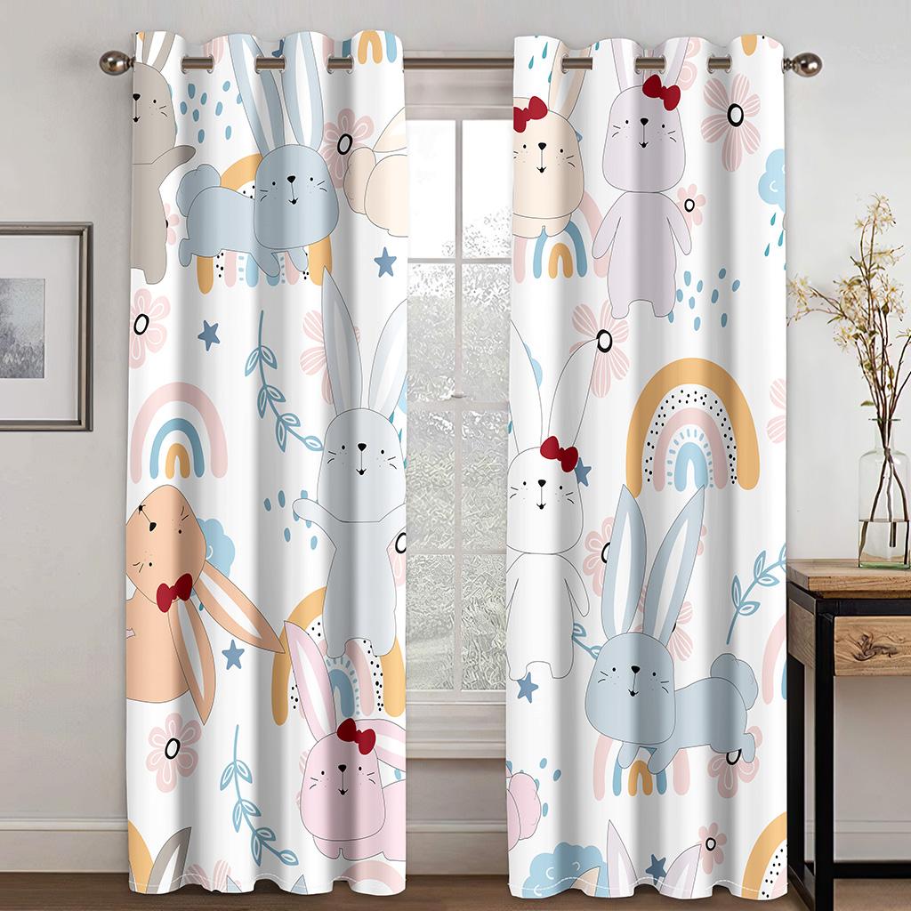3D Dětské Duhové Závěsy Kreslená Zvířata Dinosaurus Králíček Závěsy Pokoje pro Kluky a Holky Ložnice Obývací Pokoj Dekorativní Závěsy