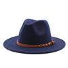British jazz top hat autumn and winter new woolen hat for men and women simple felt big eaves hat trendy flat edge hat