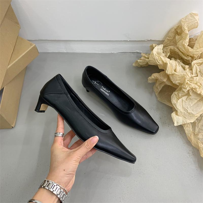 Fashion Bailamos Women Pumps Shoes Fashion Shallow Slip On Ladies Eelgant Single Shoes Square High Heel Outdoor Dress Pumps Mujer