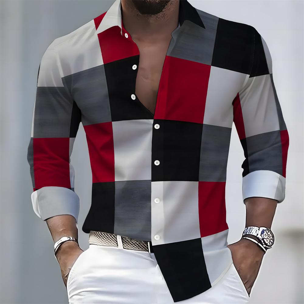 Men's Striped Long-Sleeved Shirt - Stylish, Business Casual, and Comfortable Men's Top, Suitable for Various Occasions.