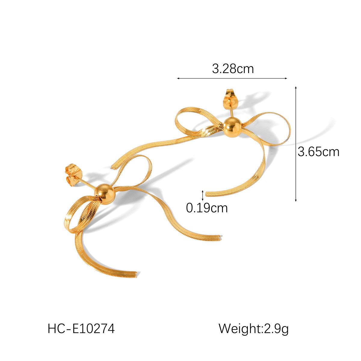 

Golden Snake Bone Chain Bow Earrings Women Fashion Dainty Jewelry Elegant Gift