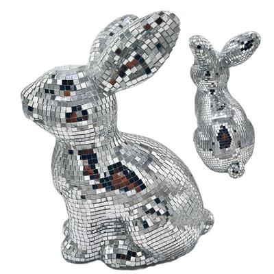 Impression 3D Boule Disco Fait Main Miroir Lapin Décoration de Pâques Paillettes Lapin Décoratif Festif Réfléchissant Décor de Pâques