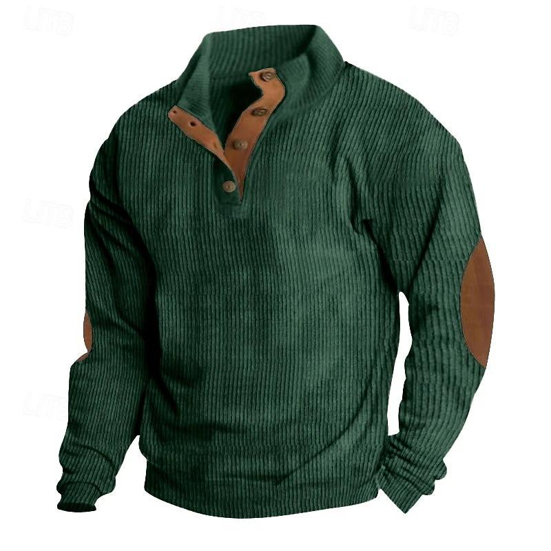 Men's Pullover for Autumn and Winter, Suede Lapel Striped Sweatshirt, Casual Striped Knitted Shirt for Young People