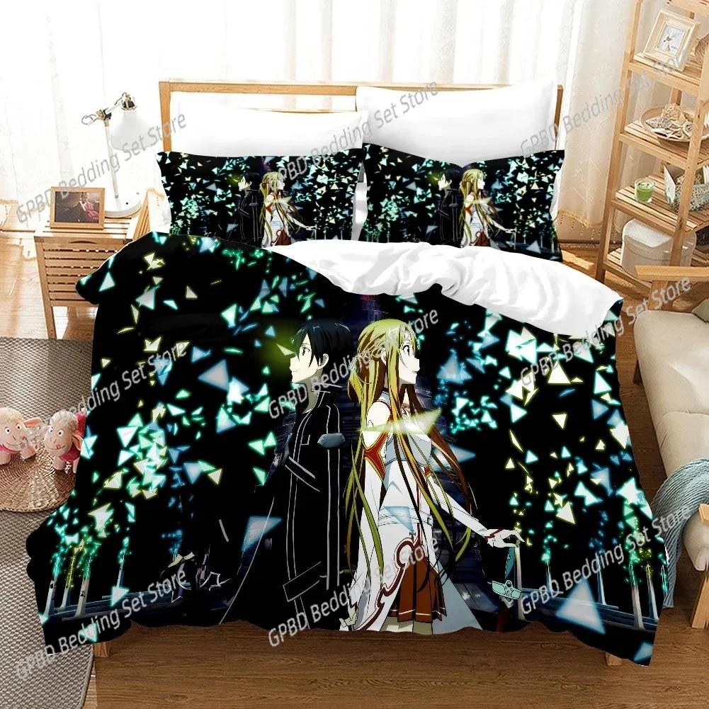 Sword Art Online Pattern 3D NEW Duvet Cover Pillowcase Bedding Set Adult Girl Bedroom Decoration Children Single Double Large