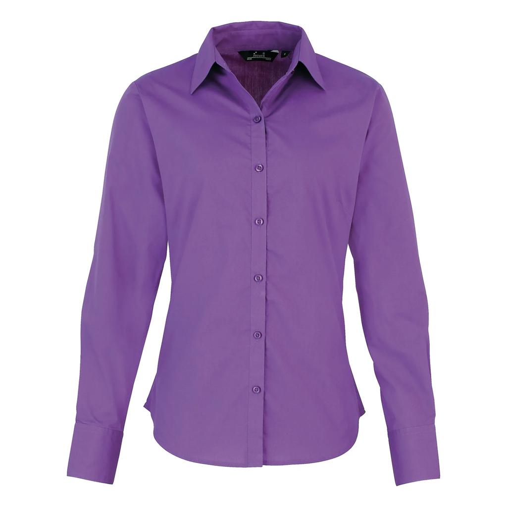 Premier Womens/Ladies Poplin Long-Sleeved Blouse