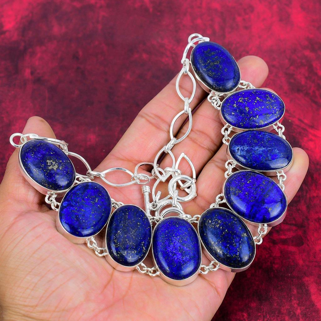 Lapis Lazuli Necklace Handmade Jewelry, 925 Solid Sterling Silver Necklace Adjustable Chain Necklace Antique Gemstone Necklace For Gift