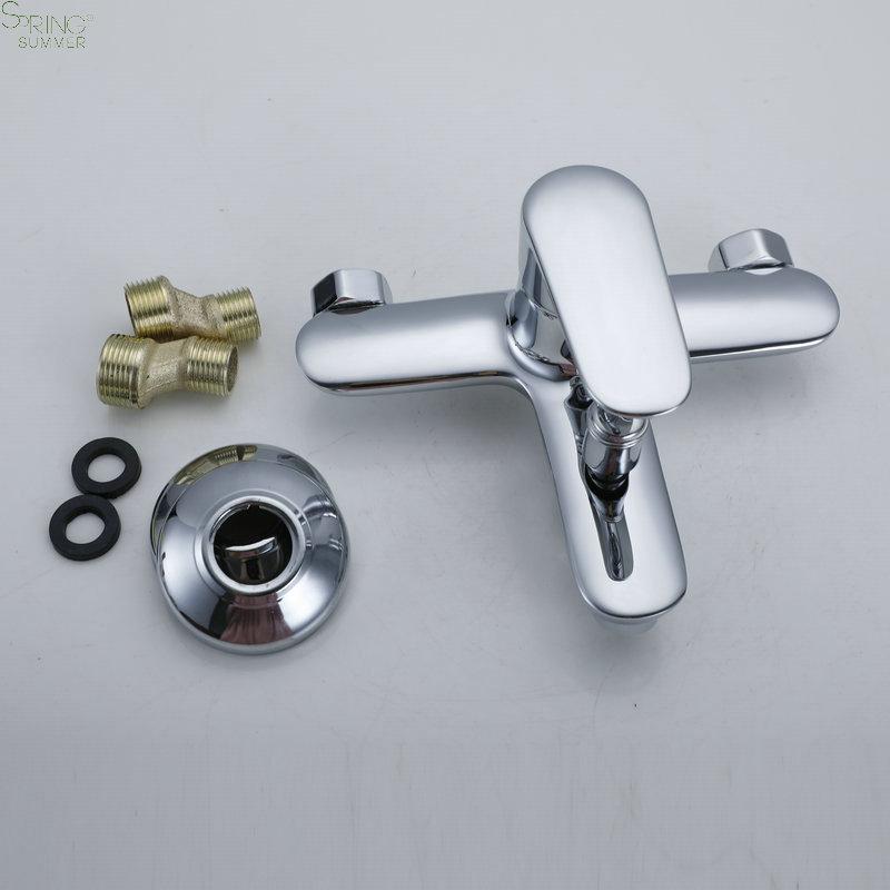 Brass Modern Wall Bathtubs Tap Sets Single Handle Bidet Shower Mixer S02 Tubs Faucet Chrome Bath Shower Faucets