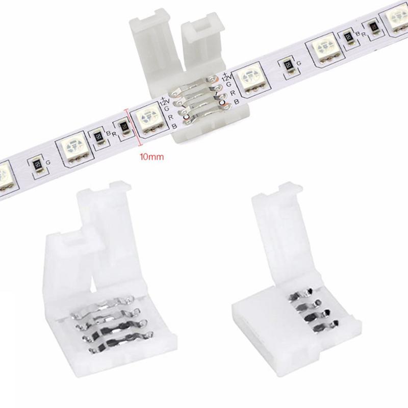 10 Stück/Los Schnellverbinder 4-PIN RGB Adapter für 5050 RGB LED Streifenlichtband Lötfrei 10mm