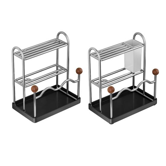 Kitchen Storage Rack And Utensil Drainer Tray Cutter Cutting Board Stand with Anti-Slip