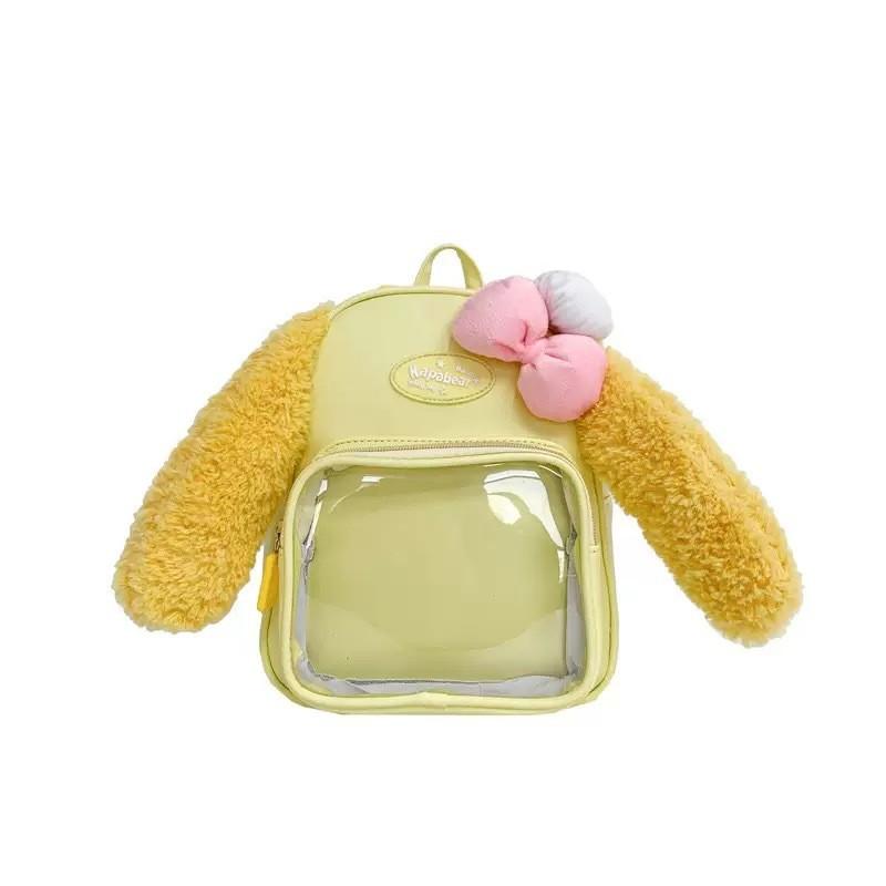 Rabbit Ears Bowknot Itabag Plush Backpack Cartoon Yellow Schoolbag Kids Gift