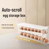 Dual-Layer Rolling Egg Storage Box - Durable, Transparent, Auto-Refill Egg Tray for Refrigerator Organization