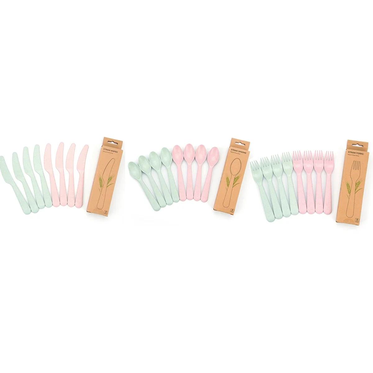 12-36Pcs Dinner Dishes Set Wheat Straw Plates Dinnerware Tableware Eco Friendly Sturdy Lightweight Kitchen Dishes Safe Plate Set