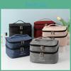 New Arrival Large Capacity Gray Ionic Double-layer Makeup Bag Thick Waterproof Travel Storage Bag
