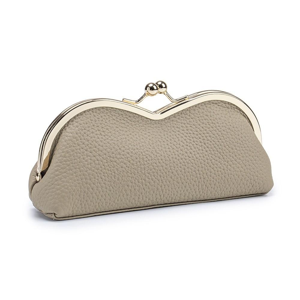 

Compact Leather Glasses Case Elegant Kiss Buckle Case New Sunglasses Storage Bag Fashion Accessory серый