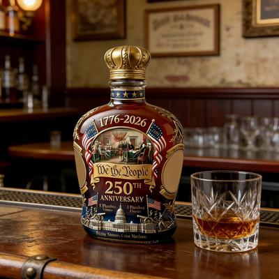250-mečio viskio grafinas butelis JAV. 250-ųjų metinių proginis viskio stiklas Tėvo dienos dovana alkoholiniams gėrimams Bourbonui Vynui