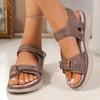 Women's Wedge Sport Sandals, Lightweight Hook-and-Loop Summer Slides, Plus Size Casual Footwear