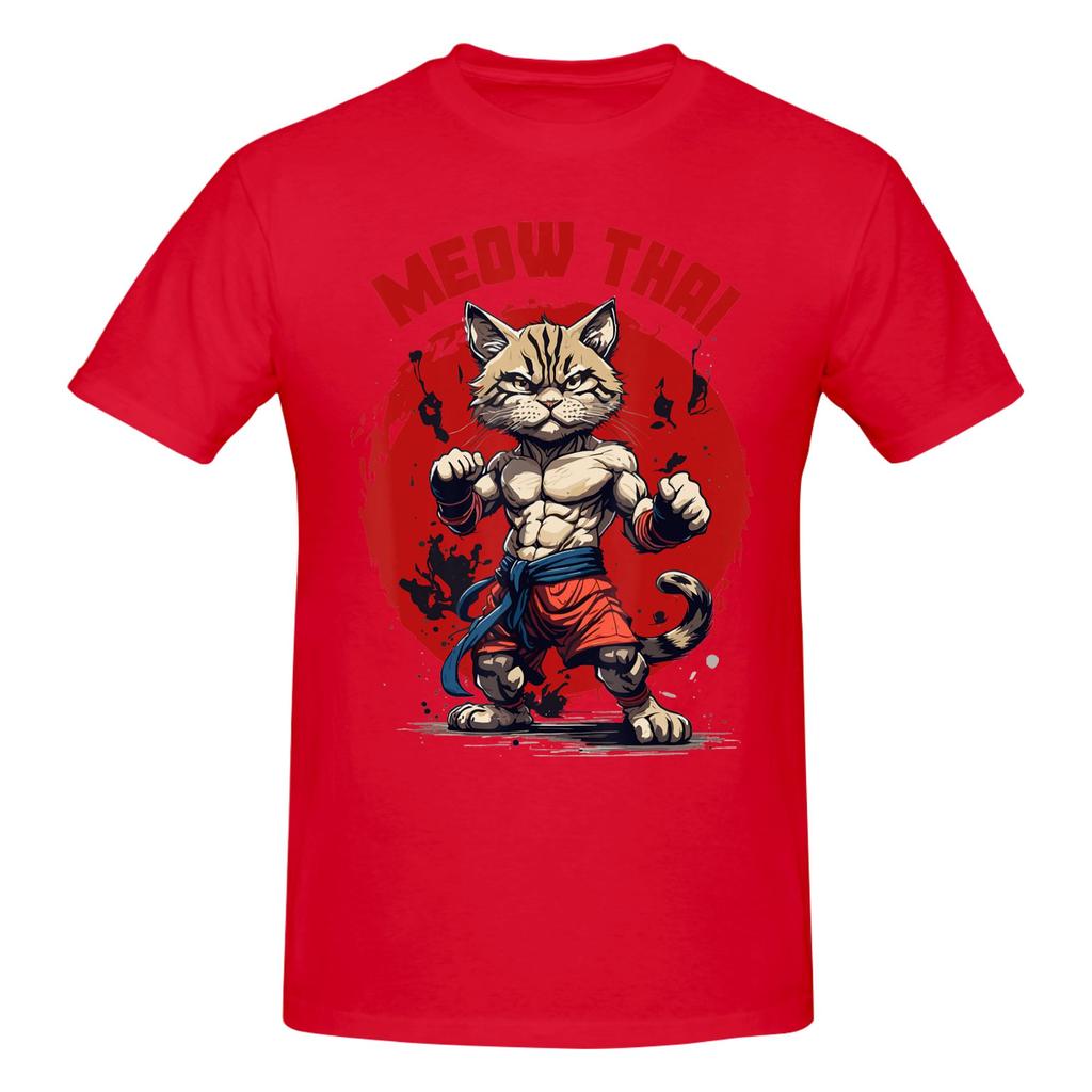 Piece Muscle Cat Graphic Funny Cotton TShirt Meow Thai Tees Tops For Unisex