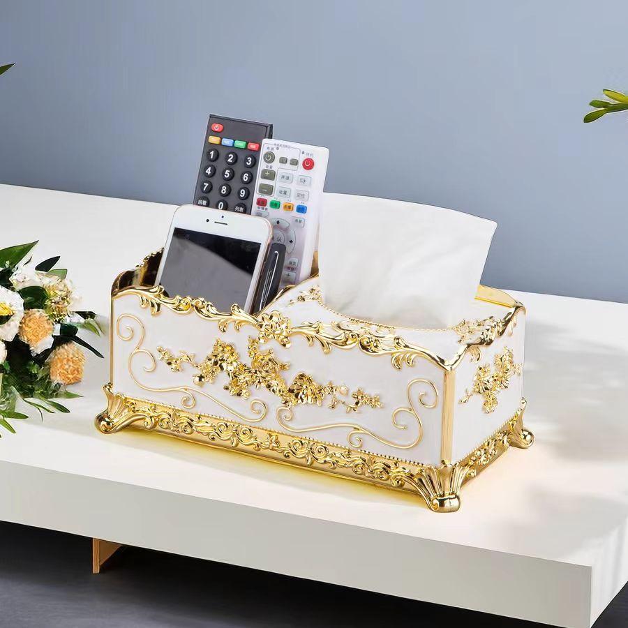 1PC Multifunctional European Style Tissue Box Restaurant Napkin Paper Box Living Room Desktop Remote Control Storage Box
