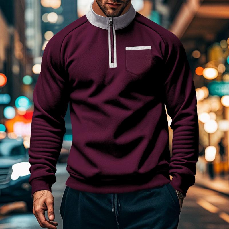 Pánské Fleece Stojáček Mikiny Mikiny Pulovr Kapsa Splice Dlouhý rukáv Poloviční zip Sportovní Slim Fit Ležérní Bez kšiltovek Mikiny Topy