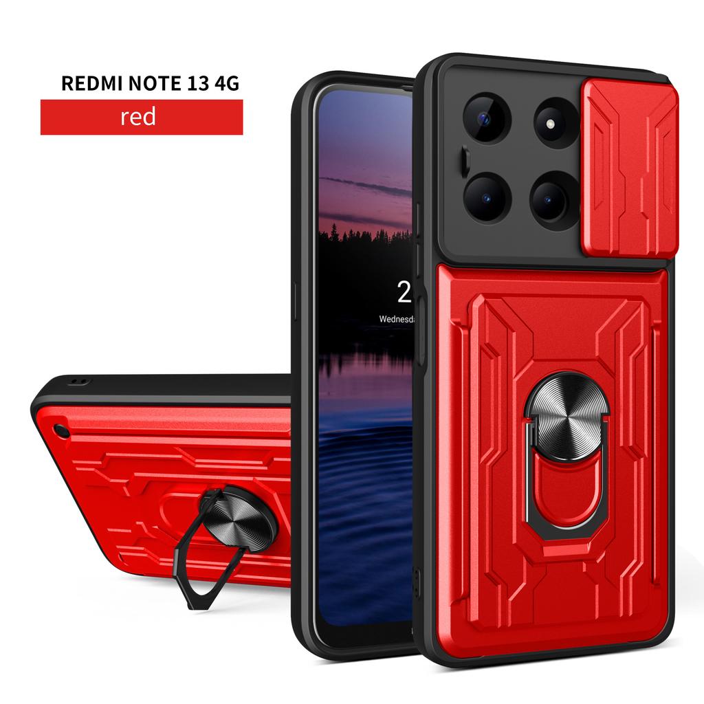 For Redmi Note 13 Pro/Note 13/Redmi K70E Redmi 12C Redmi 11A 4G Car Mounted Magnetic Rotating Ring Card Slot Phone Case