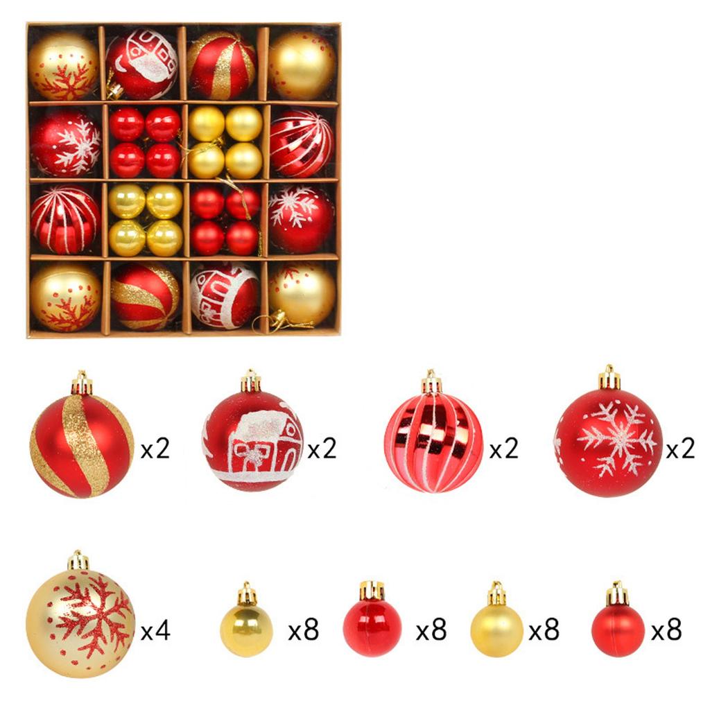 44pcs Christmas Decoration Balls Christmas Tree Hanging Balls Snowflake Balls