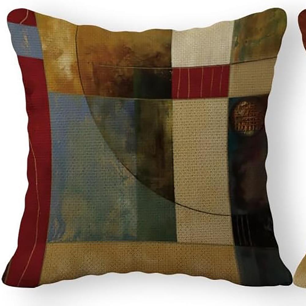 Наволочка в стиле ретро с абстрактным ритмичным узором в стиле колорблок, декоративная наволочка на подушку с молнией для спальни, дивана 16x16Inch