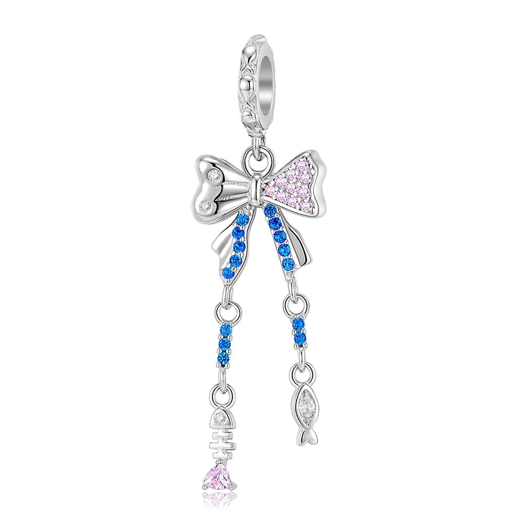 Genuine 925 Sterling Silver Blue Sea World Shark Embrace Love Heart Dolphin Collection Charms Love Pendant Fit for Charm Bracelet Beads