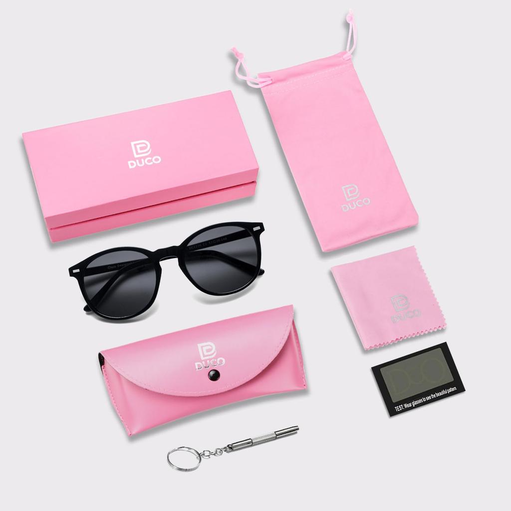 DUCO Spolaryzowane UV Do Jazdy Małe Zawiera Rozmiar Okularów 1230 Damskie Okulary Przeciwsłoneczne, Czarne, Ochrona, Okulary Przeciwsłoneczne, Stylowe, Twarz, Etui,