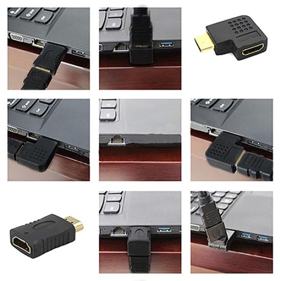 Angle Rotating Connector Port Saver Converter To Female Adapter HDMI-compatible Male