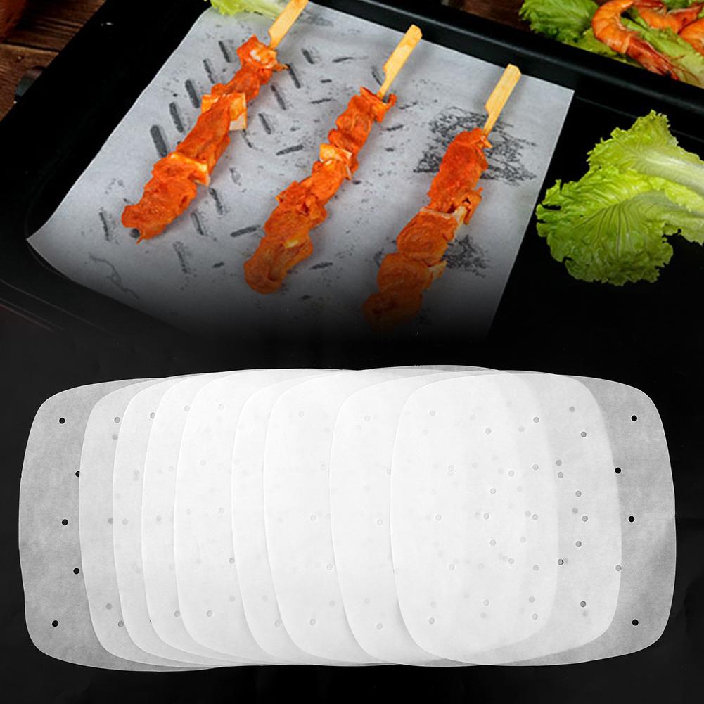 7.5in Perforated Square Steamer Paper Liners for Air Fryer Cooking Steaming(White)