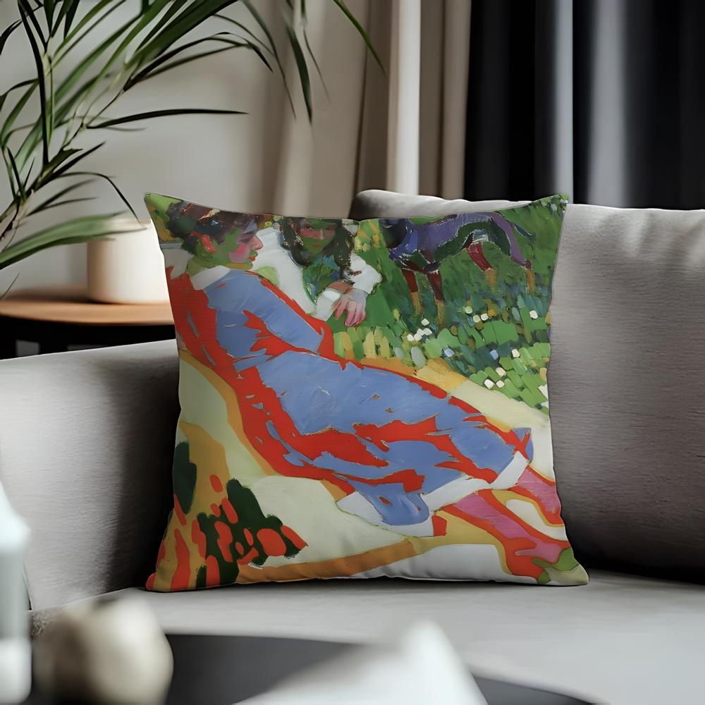 Fashion FFfrantisek Kupkaed Cushion Cover Antidustmite Pillowcase Invisible Zipper Silky Short Plush Sofa Cushion Cover