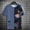 Summer Anime Girls Rose 3D Print T-Shirts Streetwear Men Fashion Oversized O-Neck Short Sleeved T Shirt Tees Tops Clothing