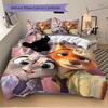 Juego de Ropa de Cama con Estampado de 3 Piezas de Judy y Nick de Zootopia (1 funda + 2 fundas de almohada, sin relleno)