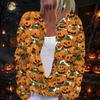 Damen Strickjacke mit langen Ärmeln und Halloween-Print, Pullover mit Knopfleiste für Herbst-Party-Outfits