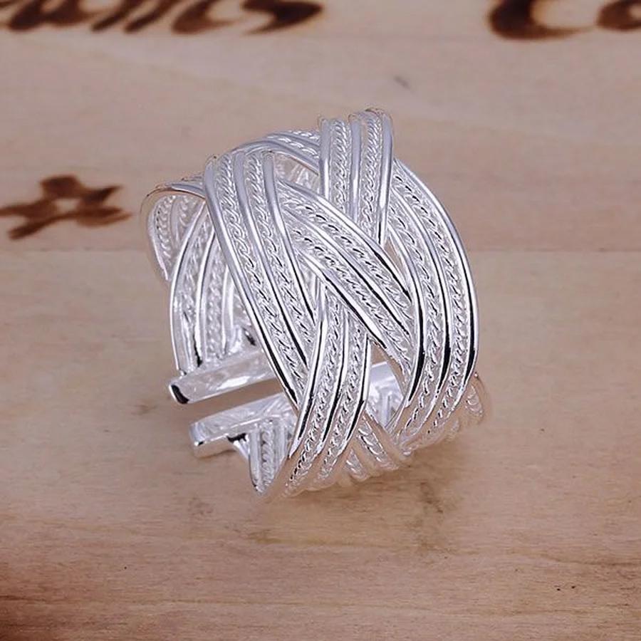 Jewelry 925 Sterling Silver Open Ring Engagement Wedding Bridal Fashion Adjust Size
