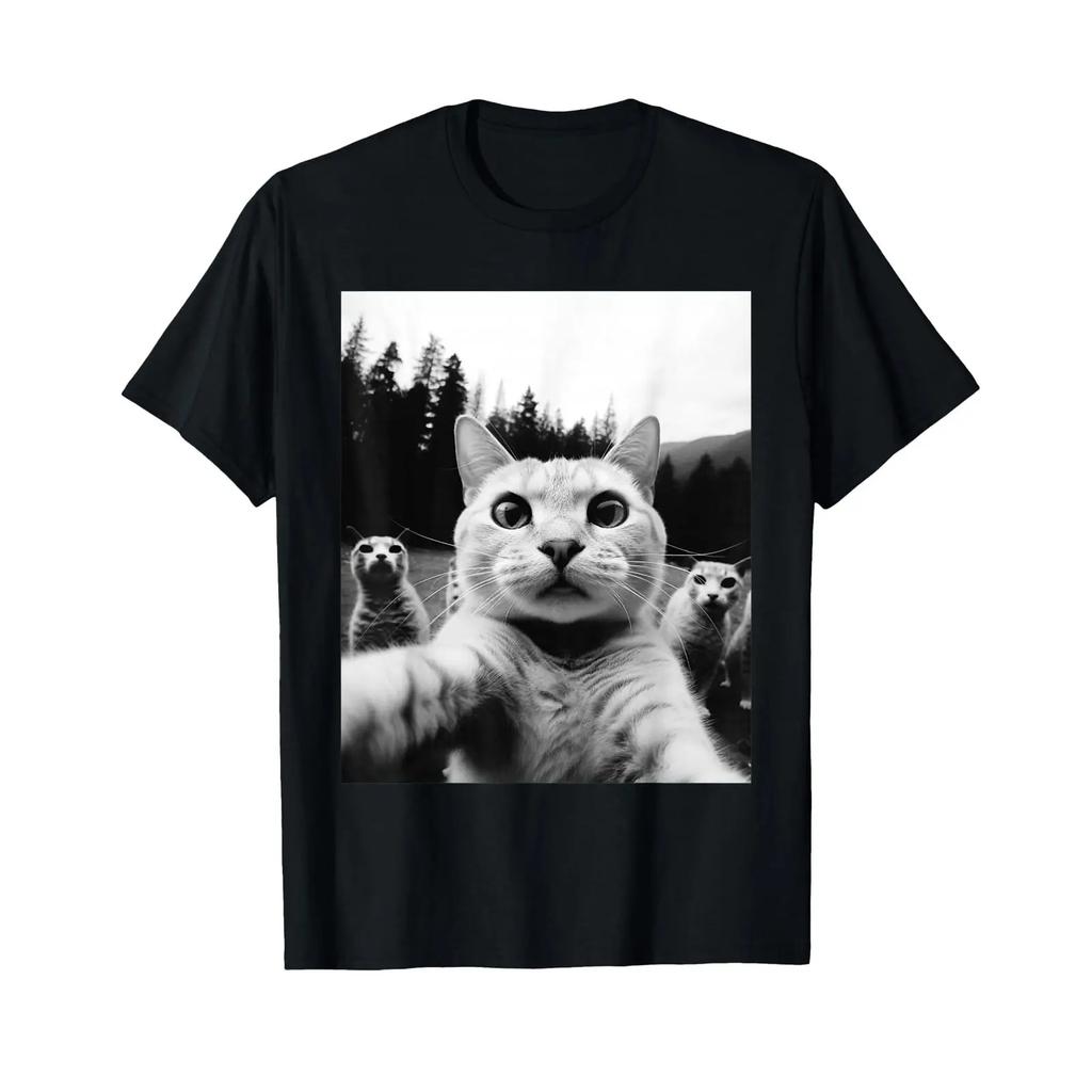Cat T Shirt Funny Selfie Owner Fun Black Vintage Washed Stretched Designer Clothes For Everyday
