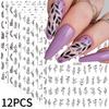 12pcs/set 3D Shiny Leaf Flower Nail Art Sticker Laer Gold Bronzing Leaves Nail Decals 8*10cm Self-Adhesive Nail Art Supplies e5#