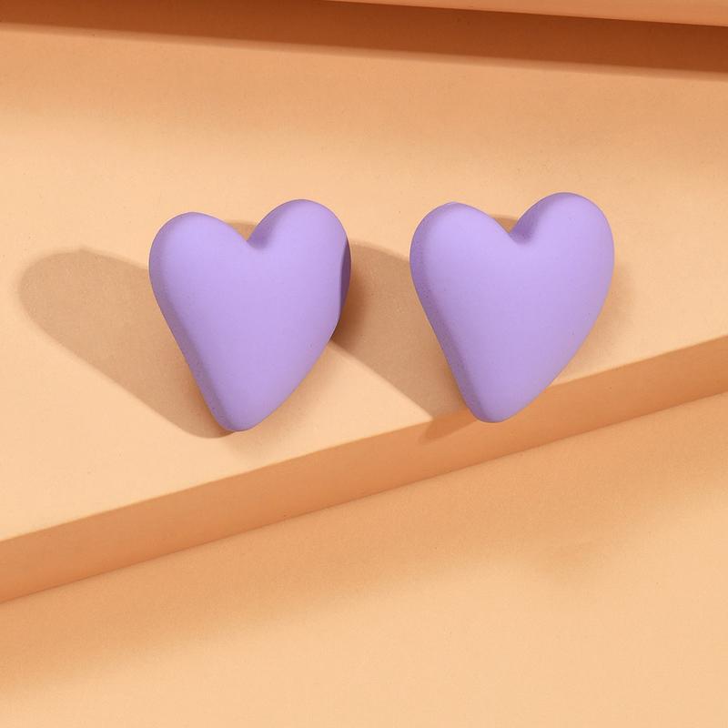 Koean Fashion Candy Color Acrylic Love Eardrop Simple Design Geometric Heart Party Jewelry Earrings Ear Studs All-match EarStuds